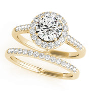 18K Yellow Gold 1 CT Diamond Halo Engagement Ring