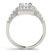 1.0 CT Square Diamond Halo Engagement Ring