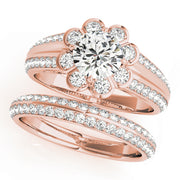 14K Rose Gold 1 CT Diamond Halo Engagement Ring