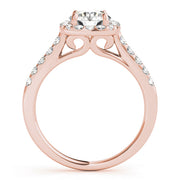 18K Rose Gold Round Diamond Halo Engagement Ring