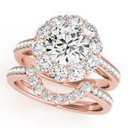 18K Rose Gold 1 ct Diamond Halo Engagement Ring