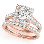 14K Rose Gold 1 ct Diamond Halo Engagement Ring