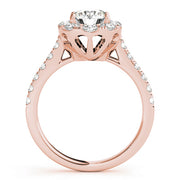 14K Rose Gold Round Diamond Halo Engagement Ring