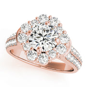 14K Rose Gold 2 ct tw Halo Diamond Engagement Ring