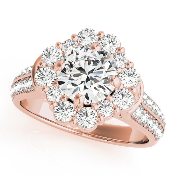 14K Rose Gold 2 ct tw Halo Diamond Engagement Ring