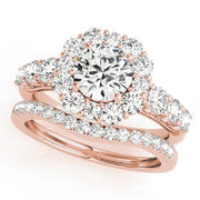 14K Rose Gold 2 ct tw Halo Diamond Engagement Ring