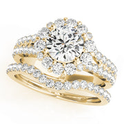 14K Yellow Gold 1 7/8 ct tw Halo Diamond Engagement Ring