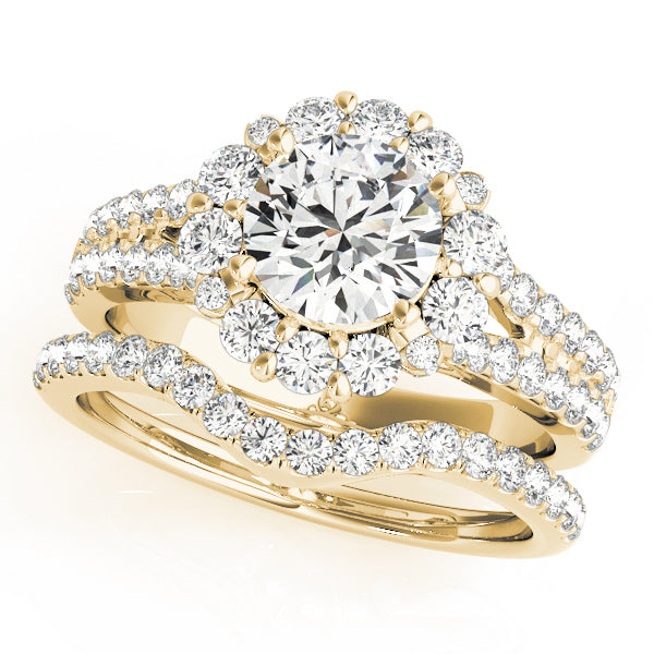 14K Yellow Gold 1 7/8 ct tw Halo Diamond Engagement Ring
