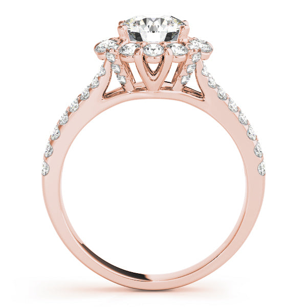 14K Rose Gold 1 7/8 ct tw Halo Diamond Engagement Ring