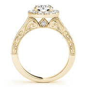 14K Yellow Gold Diamond Halo Engagement Ring 1 ct