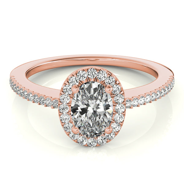 14K Rose Gold 1/2 ct tw Halo Diamond Engagement Ring