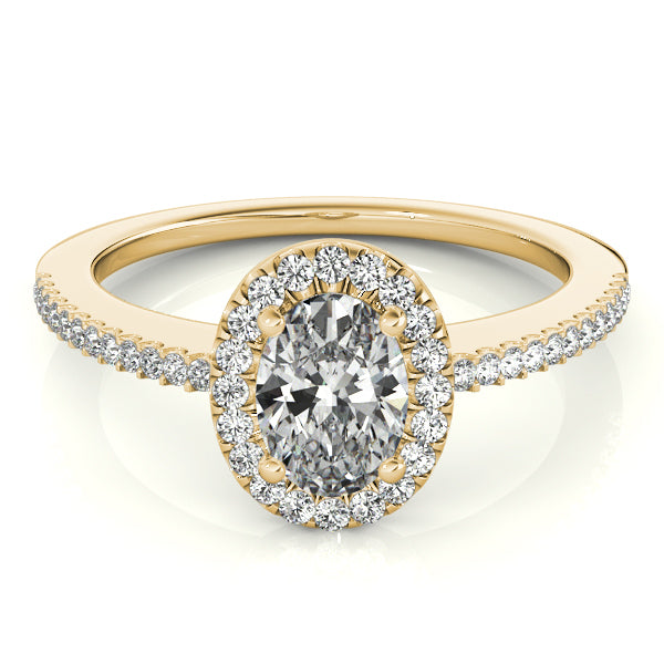 14K Yellow Gold 1/2 ct tw Halo Diamond Engagement Ring