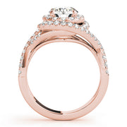 14K Rose Gold 1 ct Diamond Halo Engagement Ring