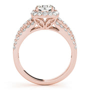 14K Rose Gold Diamond Halo Engagement Ring 1.88ctw