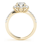 18K Yellow Gold Round Diamond Halo Engagement Ring