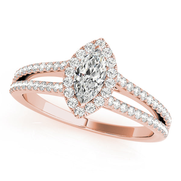 14K Rose Gold Marquise Diamond Engagement Ring