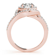 14K Rose Gold 1 ct Diamond Halo Engagement Ring