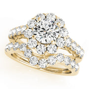 18K Yellow Gold Diamond Halo Engagement Ring 2.17 ctw