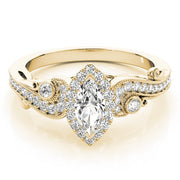 18K Yellow Gold 1 1/3 ct tw Halo Diamond Engagement Ring