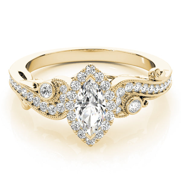 18K Yellow Gold 1 1/3 ct tw Halo Diamond Engagement Ring