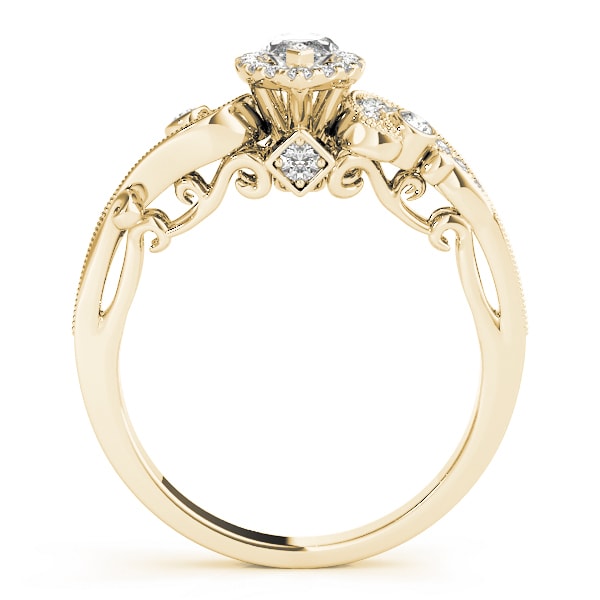 18K Yellow Gold 1 1/3 ct tw Halo Diamond Engagement Ring