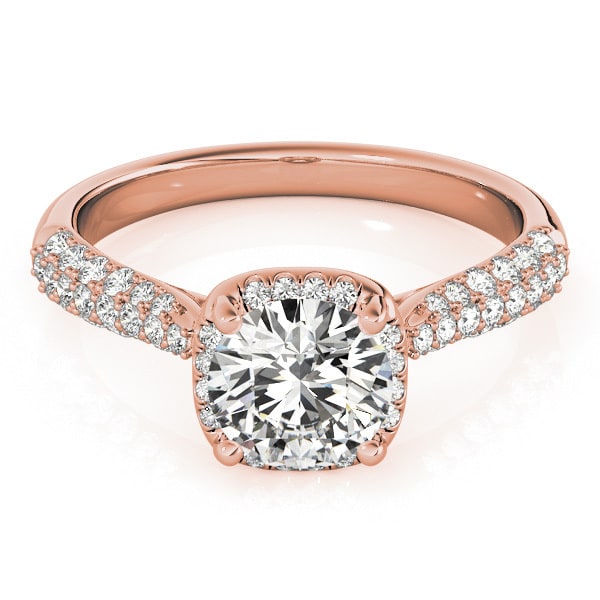 14K Rose Gold 1 1/3 ct tw Halo Diamond Engagement Ring