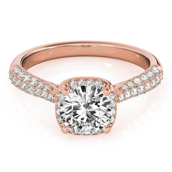 18K Rose Gold 1 1/3 ct tw Halo Diamond Engagement Ring