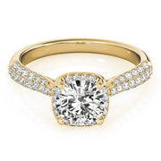 18K Yellow Gold 1 1/3 ct tw Halo Diamond Engagement Ring