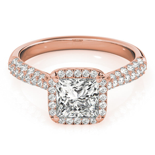 14K Rose Gold 5/8 ct tw Halo Diamond Engagement Ring