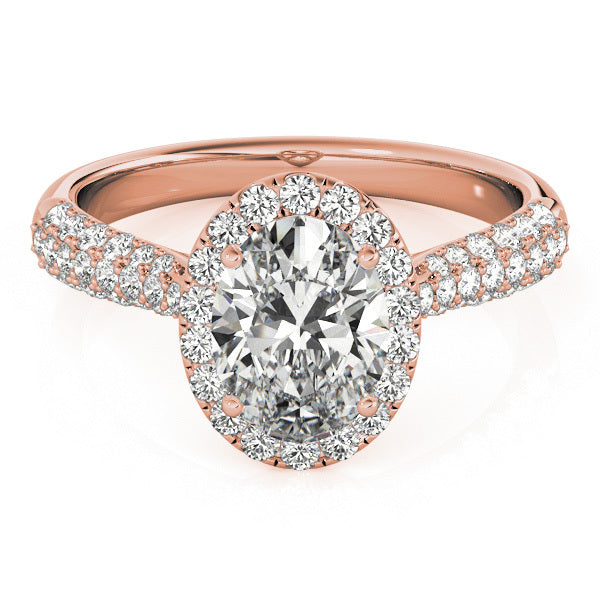 14K Rose Gold 1/2 ct tw Halo Diamond Engagement Ring