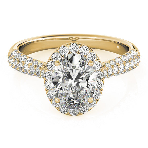 14K Yellow Gold 1/2 ct tw Halo Diamond Engagement Ring