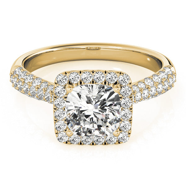 14K Yellow Gold 1 1/3 ct tw Halo Diamond Engagement Ring