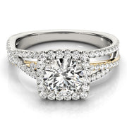 18K Yellow Gold 1 7/8 ct tw Halo Diamond Engagement Ring