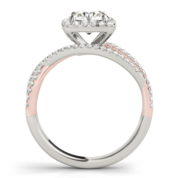18K Rose Gold 1 7/8 ct tw Halo Diamond Engagement Ring