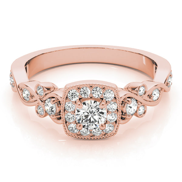 14K Rose Gold 1 1/2 ct tw Halo Diamond Engagement Ring