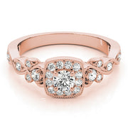 14K Rose Gold 1 1/2 ct tw Halo Diamond Engagement Ring