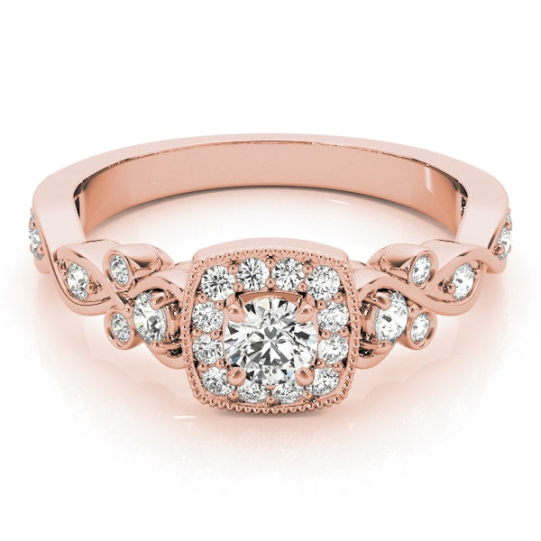 14K Rose Gold 1 1/2 ct tw Halo Diamond Engagement Ring