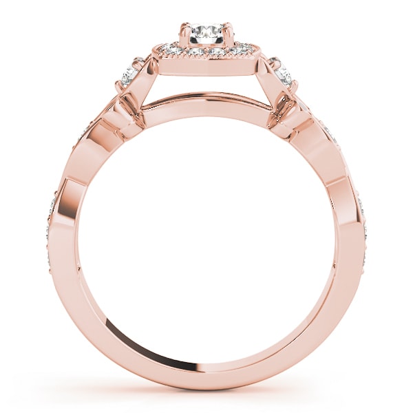 14K Rose Gold 1 1/2 ct tw Halo Diamond Engagement Ring