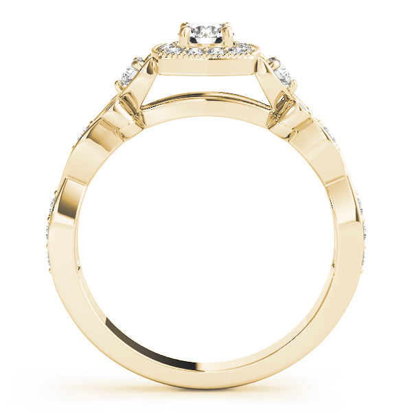 18K Yellow Gold 1 1/2 ct tw Halo Diamond Engagement Ring