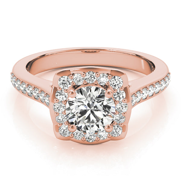 14K Rose Gold 1 1/3 ct tw Halo Diamond Engagement Ring