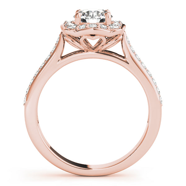 14K Rose Gold 1 1/3 ct tw Halo Diamond Engagement Ring