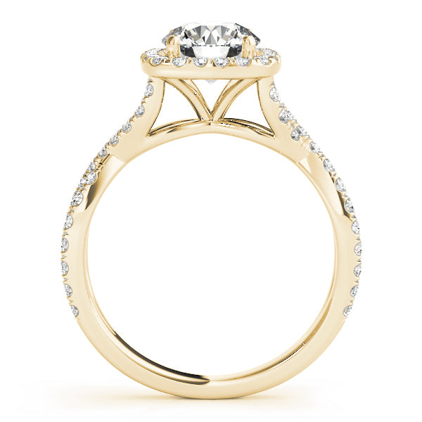 14K Yellow Gold 1 1/2 ct tw Halo Diamond Engagement Ring