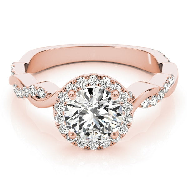 14K Rose Gold 1 1/3 ct tw Halo Diamond Engagement Ring