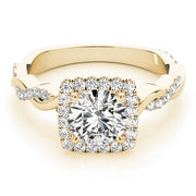 18K Yellow Gold 1 1/3 ct tw Halo Diamond Engagement Ring