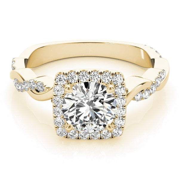 14K Yellow Gold 1 1/3 ct tw Halo Diamond Engagement Ring