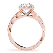 14K Rose Gold 1 1/3 ct tw Halo Diamond Engagement Ring