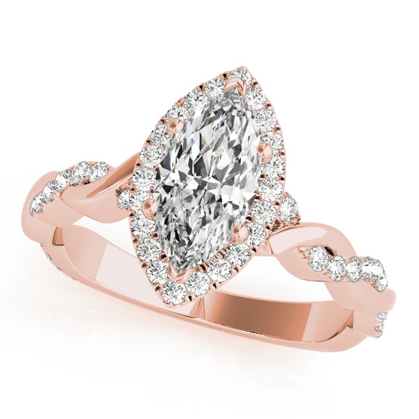 14K Rose Gold 1 1/3 ct tw Halo Diamond Engagement Ring
