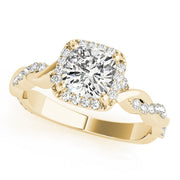 18K Yellow Gold 1 1/3 ct tw Halo Diamond Engagement Ring