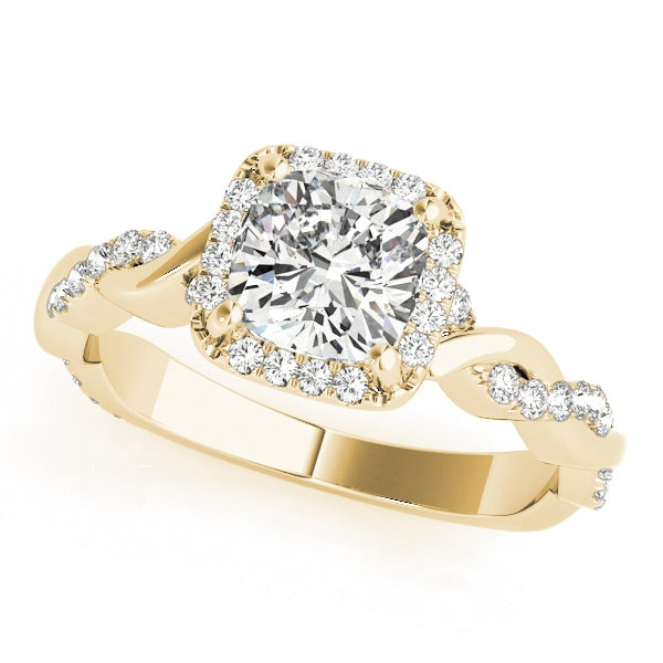 18K Yellow Gold 1 1/3 ct tw Halo Diamond Engagement Ring