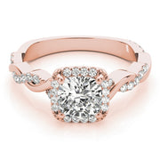 14K Rose Gold 1 1/3 ct tw Halo Diamond Engagement Ring